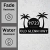 Custom Palm Tree Address Sign Personalized House Number Metal Beach Decor Gift Custom palm tree address sign in 16 gauge steel with personalized house number for tropical home decor, front yard, porch, gate, patio and gift.