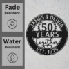Custom Couple Years Together Metal Sign Personalized Anniversary Wedding Date Gift Custom couple years together metal sign in 16 gauge steel with personalized names and wedding date for anniversary wall decor and romantic gift art.