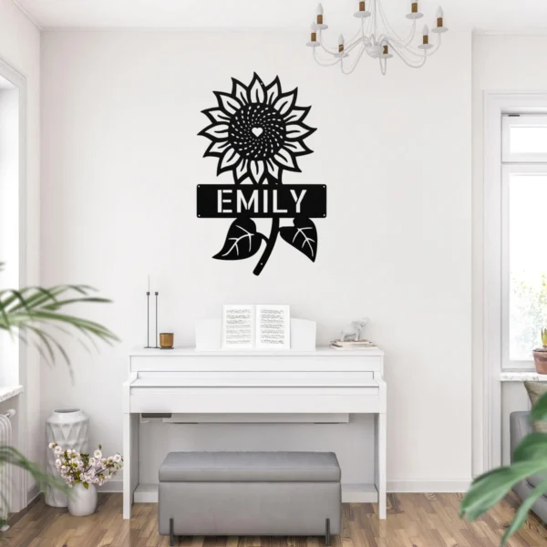 Custom Sunflower Metal Sign Personalized Name Flower Garden Wall Art Decor Gift Custom sunflower metal sign in 16 gauge steel with personalized name for flower garden wall decor, farmhouse, patio, porch, and garden gift art.