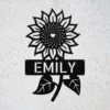 Custom Sunflower Metal Sign Personalized Name Flower Garden Wall Art Decor Gift Custom sunflower metal sign in 16 gauge steel with personalized name for flower garden wall decor, farmhouse, patio, porch, and garden gift art.