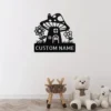 Custom mushroom house metal sign in 16 gauge steel with personalized name for garden wall decor, fairy garden, patio, porch, cabin and gift art.
