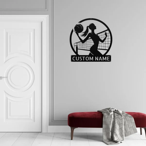 Custom Volleyball Metal Sign Personalized Name Volleyball Coach Sport Gift Custom volleyball metal sign in 16 gauge steel with personalized name for volleyball coach wall decor, player bedroom, gym, team room and sports gift.