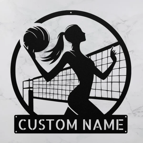 Custom Volleyball Metal Sign Personalized Name Volleyball Coach Sport Gift Custom volleyball metal sign in 16 gauge steel with personalized name for volleyball coach wall decor, player bedroom, gym, team room and sports gift.