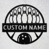 Custom Bowling Metal Sign Personalized Name Bowling Alley Wall Art Decor Gift Custom bowling metal sign in 16 gauge steel with personalized name for bowling alley wall decor, game room, garage, bowling team and gift art.