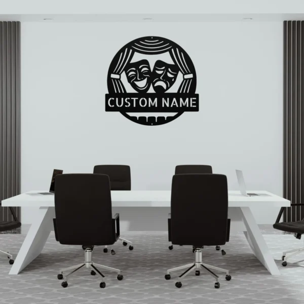 Custom Performing Arts Metal Sign Personalized Name Theater Drama Studio Gift Custom performing arts metal sign in 16 gauge steel with personalized name for theater wall decor, drama studio, rehearsal room, school and gift art.
