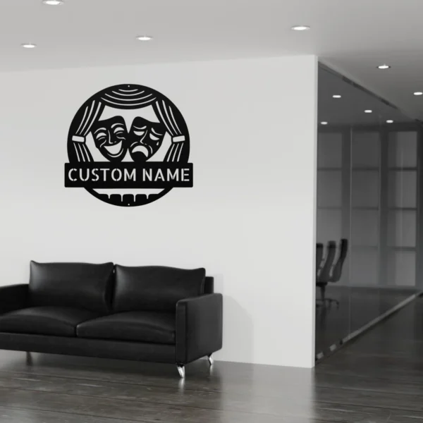 Custom Performing Arts Metal Sign Personalized Name Theater Drama Studio Gift Custom performing arts metal sign in 16 gauge steel with personalized name for theater wall decor, drama studio, rehearsal room, school and gift art.