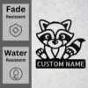 Custom Raccoon Metal Sign Personalized Name Wildlife Nature Wall Art Decor Gift Custom raccoon metal sign in 16 gauge steel with personalized name for wildlife wall decor, cabin, farmhouse, garden, nature lover and gift art.