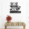 Custom Raccoon Metal Sign Personalized Name Wildlife Nature Wall Art Decor Gift Custom raccoon metal sign in 16 gauge steel with personalized name for wildlife wall decor, cabin, farmhouse, garden, nature lover and gift art.