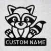Custom Raccoon Metal Sign Personalized Name Wildlife Nature Wall Art Decor Gift Custom raccoon metal sign in 16 gauge steel with personalized name for wildlife wall decor, cabin, farmhouse, garden, nature lover and gift art.