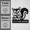 Custom Squirrel Metal Sign Personalized Name Wildlife Garden Wall Art Decor Gift Custom squirrel metal sign in 16 gauge steel with personalized name for wildlife garden wall decor, farmhouse, cabin, patio, porch and gift art.