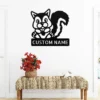 Custom Squirrel Metal Sign Personalized Name Wildlife Garden Wall Art Decor Gift Custom squirrel metal sign in 16 gauge steel with personalized name for wildlife garden wall decor, farmhouse, cabin, patio, porch and gift art.