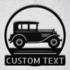 Custom Classic Car Metal Sign Personalized Garage Name Auto Wall Art Gift Custom classic car metal sign in 16 gauge steel with personalized garage name for vintage auto wall decor, garage, workshop, man cave and car gift.