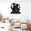 Custom cowboy cowgirl metal sign in 16 gauge steel with personalized names for western couple wall decor, ranch, barn, farmhouse and gift art.