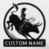 Custom Woman Bull Rider Metal Sign Personalized Cowgirl Rodeo Wall Art Gift Custom woman bull rider metal sign in 16 gauge steel with personalized cowgirl name for rodeo wall decor, ranch, barn, garage, bedroom and gift art.