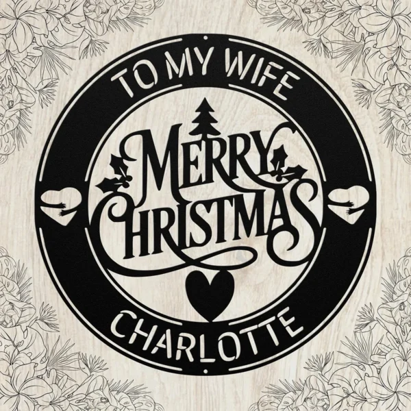 Custom Merry Christmas Metal Sign Personalized Family Name Holiday Wall Decor Custom Merry Christmas metal sign in 16 gauge steel with personalized family name for Christmas wall decor, porch, entryway, fireplace and holiday gift.