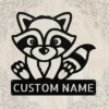 Custom Raccoon Metal Sign Personalized Name Wildlife Nature Wall Art Decor Gift Custom raccoon metal sign in 16 gauge steel with personalized name for wildlife wall decor, cabin, farmhouse, garden, nature lover and gift art.