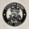 Custom Cow Tractor Metal Sign Personalized Farm Name Wall Art Decor Gift Custom cow tractor metal sign in 16 gauge steel with personalized farm name for farmhouse wall decor, barn, ranch, garage and country gift art.