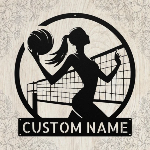 Custom Volleyball Metal Sign Personalized Name Volleyball Coach Sport Gift Custom volleyball metal sign in 16 gauge steel with personalized name for volleyball coach wall decor, player bedroom, gym, team room and sports gift.