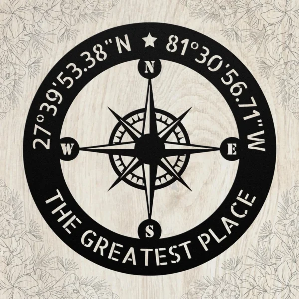 Custom coordinates metal sign in 16 gauge steel with personalized latitude longitude for wedding, anniversary, home wall decor and meaningful location gift.