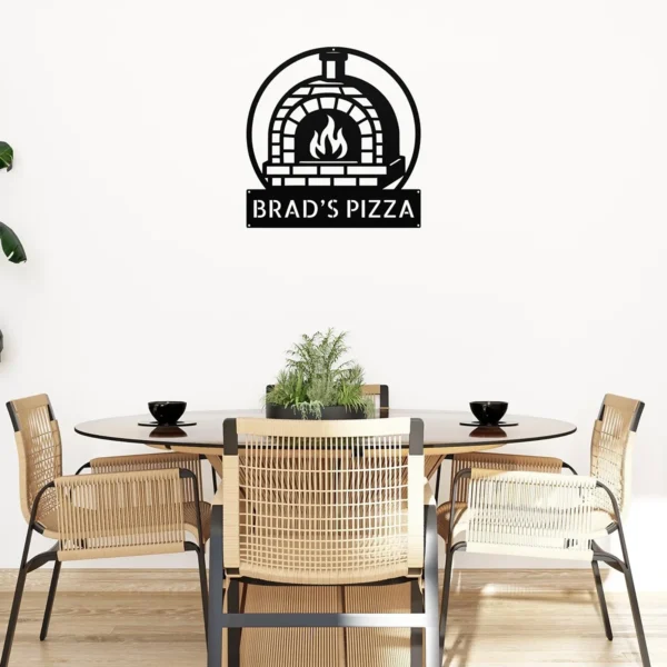 Custom Pizza Oven Metal Sign Personalized Name Outdoor Kitchen Wall Art Gift Custom pizza oven metal sign in 16 gauge steel with personalized name for outdoor kitchen wall decor, pizza oven, patio, restaurant and gift art.