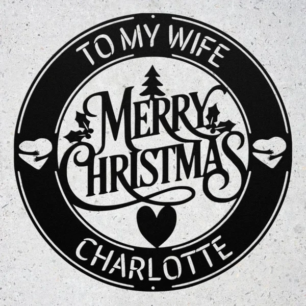 Custom Merry Christmas Metal Sign Personalized Family Name Holiday Wall Decor Custom Merry Christmas metal sign in 16 gauge steel with personalized family name for Christmas wall decor, porch, entryway, fireplace and holiday gift.