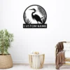 Custom Heron Metal Sign Personalized Great Blue Heron Coastal Wall Art Gift Custom Great Blue Heron metal sign in 16 gauge steel with personalized name for coastal wall decor, lake house, beach home, garden, porch and gift art.