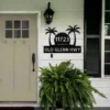 Custom Palm Tree Address Sign Personalized House Number Metal Beach Decor Gift Custom palm tree address sign in 16 gauge steel with personalized house number for tropical home decor, front yard, porch, gate, patio and gift.