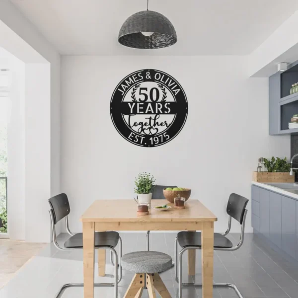 Custom Couple Years Together Metal Sign Personalized Anniversary Wedding Date Gift Custom couple years together metal sign in 16 gauge steel with personalized names and wedding date for anniversary wall decor and romantic gift art.