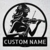 Custom Violin Player Metal Sign Personalized Name Music Studio Wall Art Gift Custom violin player metal sign in 16 gauge steel with personalized name for music studio wall decor, violinist, practice room and musician gift.