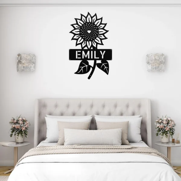 Custom Sunflower Metal Sign Personalized Name Flower Garden Wall Art Decor Gift Custom sunflower metal sign in 16 gauge steel with personalized name for flower garden wall decor, farmhouse, patio, porch, and garden gift art.
