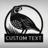 Custom Quail Metal Sign Personalized Name Bird Hunter Gift Farmhouse Wall Art Custom quail metal sign in 16 gauge steel with personalized name for bird hunter wall decor, farmhouse, cabin, barn, garage and outdoor gift art.