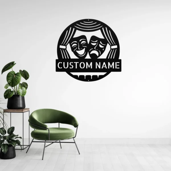 Custom Performing Arts Metal Sign Personalized Name Theater Drama Studio Gift Custom performing arts metal sign in 16 gauge steel with personalized name for theater wall decor, drama studio, rehearsal room, school and gift art.