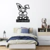 Custom Bunny Metal Sign Personalized Name Easter Nursery Wall Art Decor Gift Custom bunny metal sign in 16 gauge steel with personalized name for Easter nursery wall decor, kids room, garden, farmhouse and bunny lover gift.