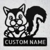 Custom Squirrel Metal Sign Personalized Name Wildlife Garden Wall Art Decor Gift Custom squirrel metal sign in 16 gauge steel with personalized name for wildlife garden wall decor, farmhouse, cabin, patio, porch and gift art.