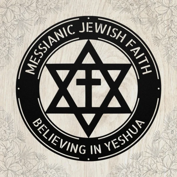 Personalized Messianic Jew Metal Sign Custom Grafted In Star Of David Wall Decor Personalized Messianic metal sign with Grafted In Star of David design and custom name for faith wall decor, home, prayer room, office and gift.