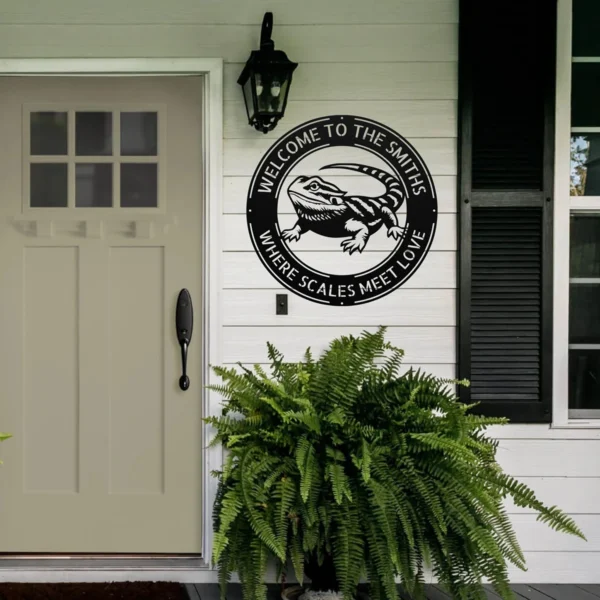 Custom Bearded Dragon Metal Sign Personalized Name Lizard Pet Wall Art Gift Custom bearded dragon metal sign in 16 gauge steel with personalized pet name for lizard wall decor, reptile room, bedroom, pet lover and gift art.