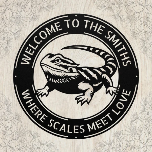 Custom Bearded Dragon Metal Sign Personalized Name Lizard Pet Wall Art Gift Custom bearded dragon metal sign in 16 gauge steel with personalized pet name for lizard wall decor, reptile room, bedroom, pet lover and gift art.