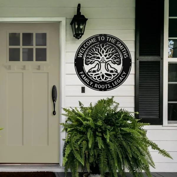 Custom Celtic Tree Of Life Metal Sign Personalized Family Name Wall Decor Custom Celtic Tree of Life metal sign in 16 gauge steel with personalized family name for Celtic wall decor, home, garden, wedding, and family gift.