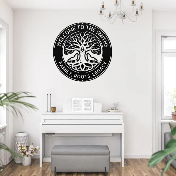 Custom Celtic Tree Of Life Metal Sign Personalized Family Name Wall Decor Custom Celtic Tree of Life metal sign in 16 gauge steel with personalized family name for Celtic wall decor, home, garden, wedding, and family gift.