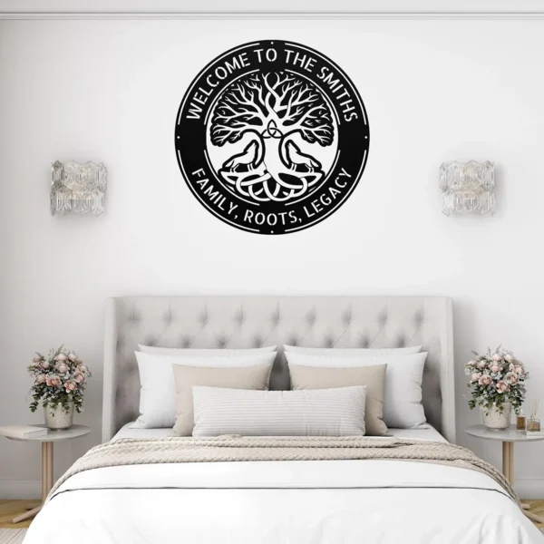 Custom Celtic Tree Of Life Metal Sign Personalized Family Name Wall Decor Custom Celtic Tree of Life metal sign in 16 gauge steel with personalized family name for Celtic wall decor, home, garden, wedding, and family gift.