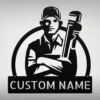 Custom Plumber Metal Sign Personalized Name Plumbing Professional Office Art Gift Custom plumber metal sign in 16 gauge steel with personalized name for plumbing office wall decor, workshop, garage, business and professional gift.
