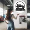 Custom Classic Car Metal Sign Personalized Garage Name Auto Wall Art Gift Custom classic car metal sign in 16 gauge steel with personalized garage name for vintage auto wall decor, garage, workshop, man cave and car gift.
