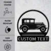 Custom Classic Car Metal Sign Personalized Garage Name Auto Wall Art Gift Custom classic car metal sign in 16 gauge steel with personalized garage name for vintage auto wall decor, garage, workshop, man cave and car gift.