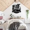 Custom Viking ship metal sign in 16 gauge steel with personalized name for Norse wall decor, Viking fan, man cave, cabin, office and gift art.