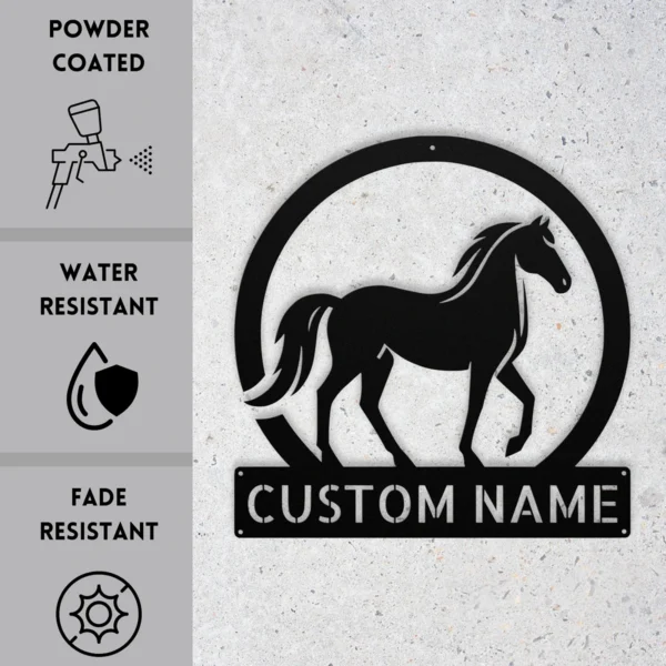 Custom Walking Horse Metal Sign Personalized Tennessee Gaited Horse Wall Decor Custom walking horse metal sign in 16 gauge steel with personalized horse name for Tennessee gaited horse wall decor, barn, stable, ranch and equestrian gift.