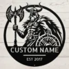 Custom Viking warrior metal sign in 16 gauge steel with personalized name for Norse wall decor, Viking fan, man cave, cabin, workshop and gift art.