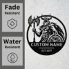 Custom Viking warrior metal sign in 16 gauge steel with personalized name for Norse wall decor, Viking fan, man cave, cabin, workshop and gift art.