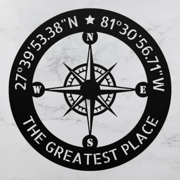Custom Coordinates Metal Sign Personalized Latitude Longitude Wall Art Gift Custom coordinates metal sign in 16 gauge steel with personalized latitude longitude for wedding, anniversary, home wall decor and meaningful location gift.
