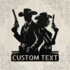 Custom cowboy cowgirl metal sign in 16 gauge steel with personalized names for western couple wall decor, ranch, barn, farmhouse and gift art.