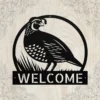 Custom Quail Metal Sign Personalized Name Bird Hunter Gift Farmhouse Wall Art Custom quail metal sign in 16 gauge steel with personalized name for bird hunter wall decor, farmhouse, cabin, barn, garage and outdoor gift art.